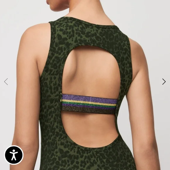 Maje and Varley Tallulah All In One Green Leopard Bodysuit - Picture 7 of 8